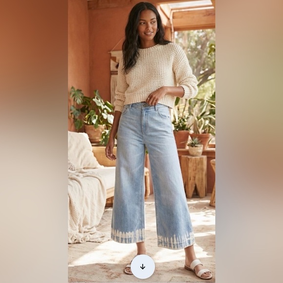 Pilcro and the Letterpress Denim - Pilcro and the Letterpress (Anthropologie) Light Bleach Tie Dye Wide Leg Jeans